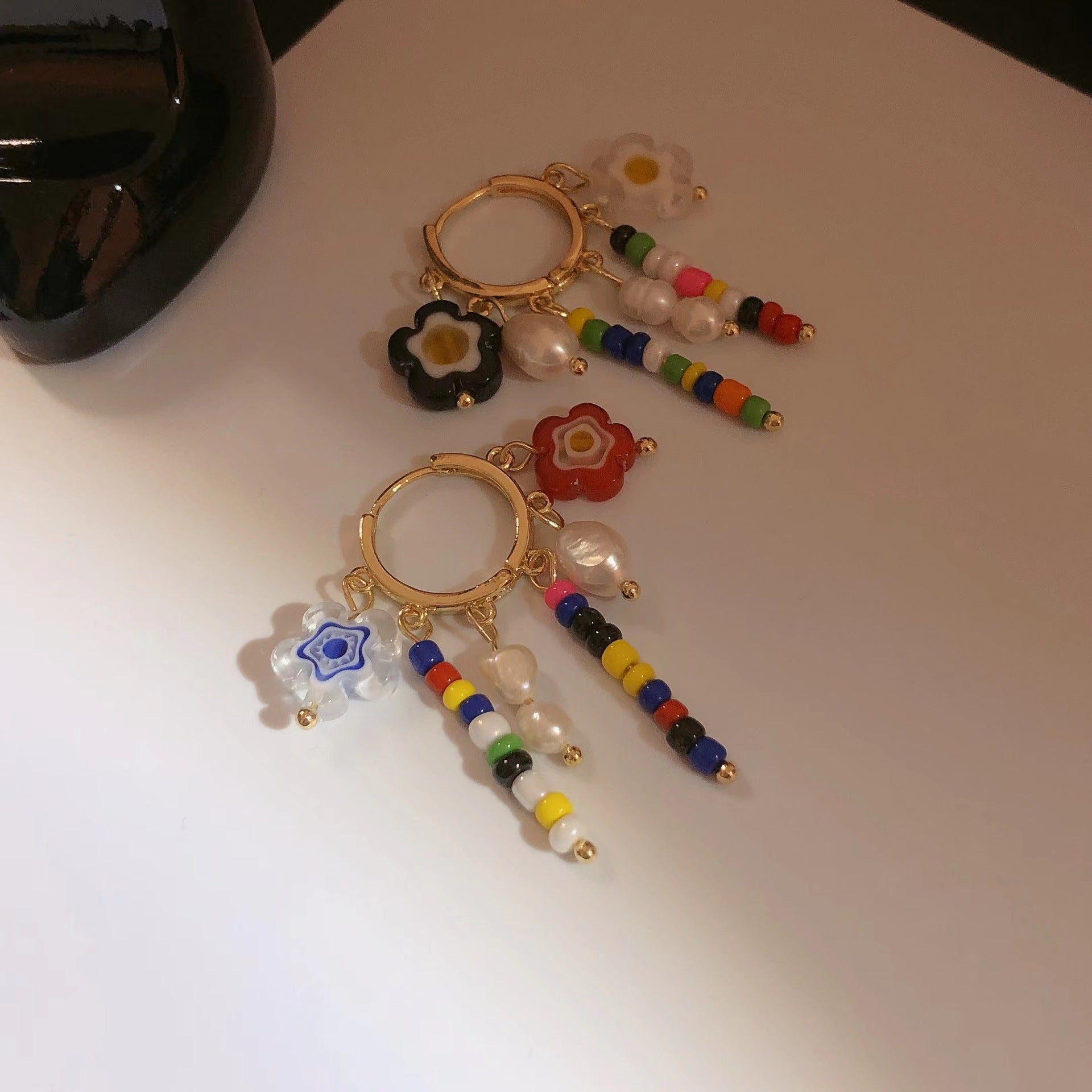 Wholesale Glazed Flower Freshwater Pearl Earrings