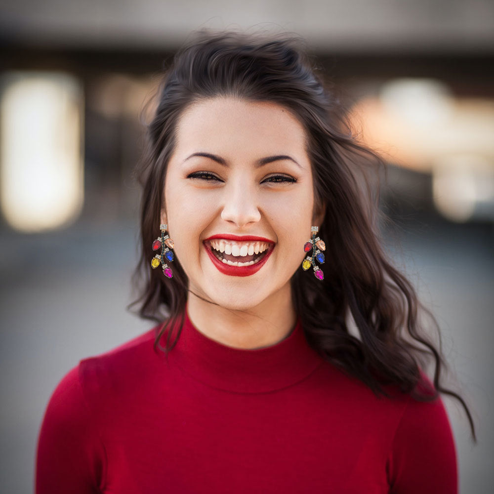 Wholesale Christmas Bulb Rhinestone Earrings