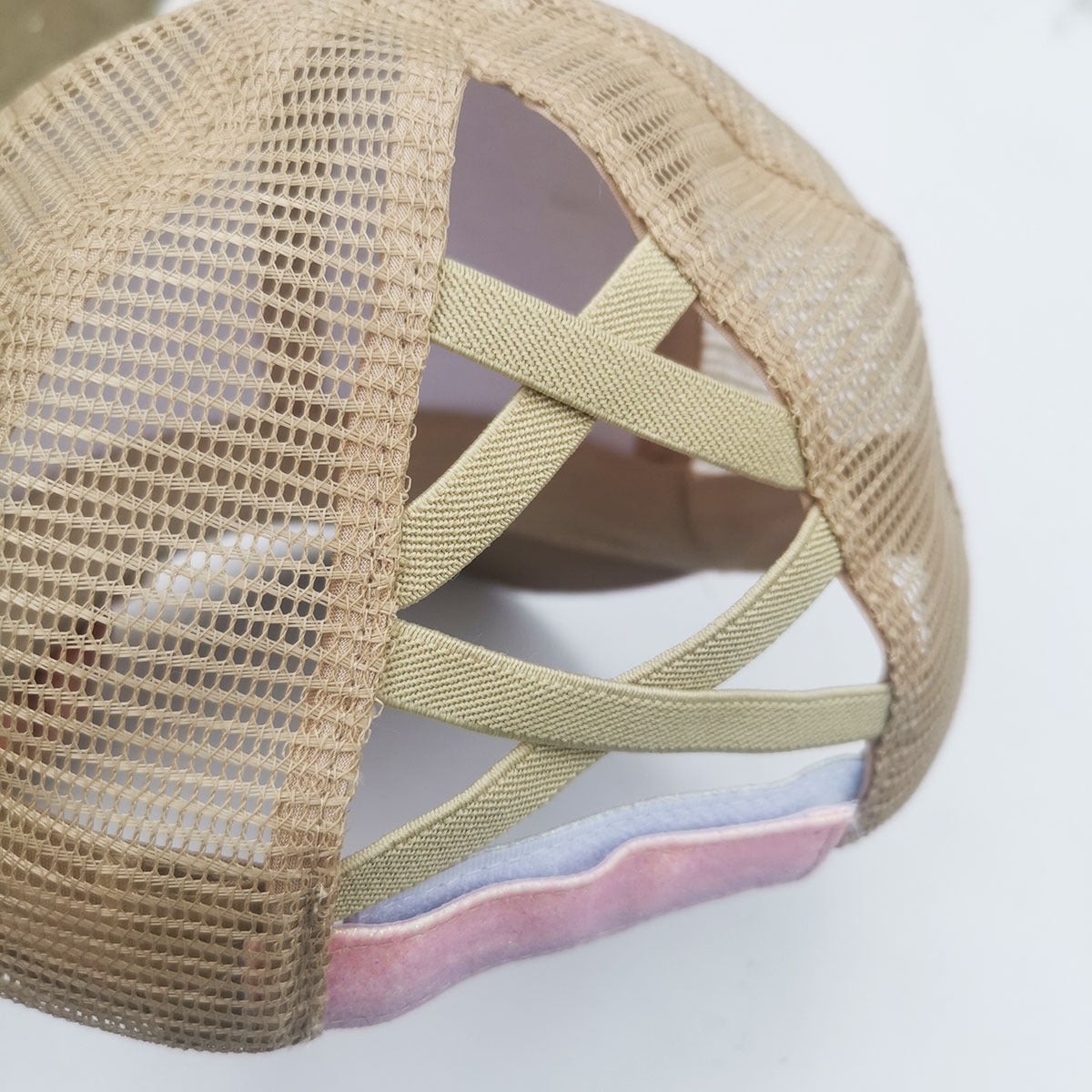 Wholesale Glitter Sequins Gradient Cross Cross Horsetail Strap Acrylic Baseball Cap