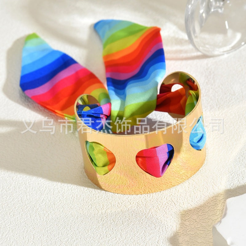 Wholesale Rainbow f heart metal irregular bracelet