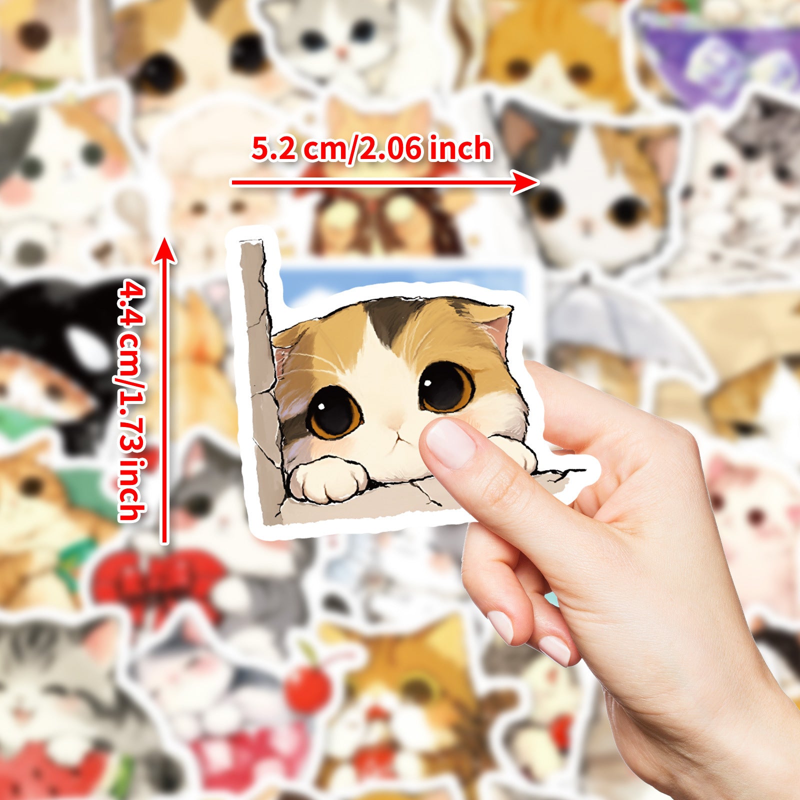 Wholesale 50pcs watercolor healing cat graffiti stickers