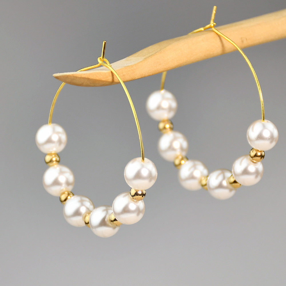 Wholesale Gold Pearl Large Earrings