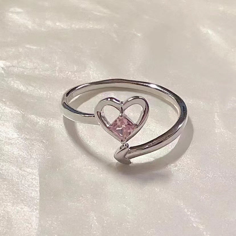 Wholesale Valentine's Day Alloy Love Pink Diamond Rings