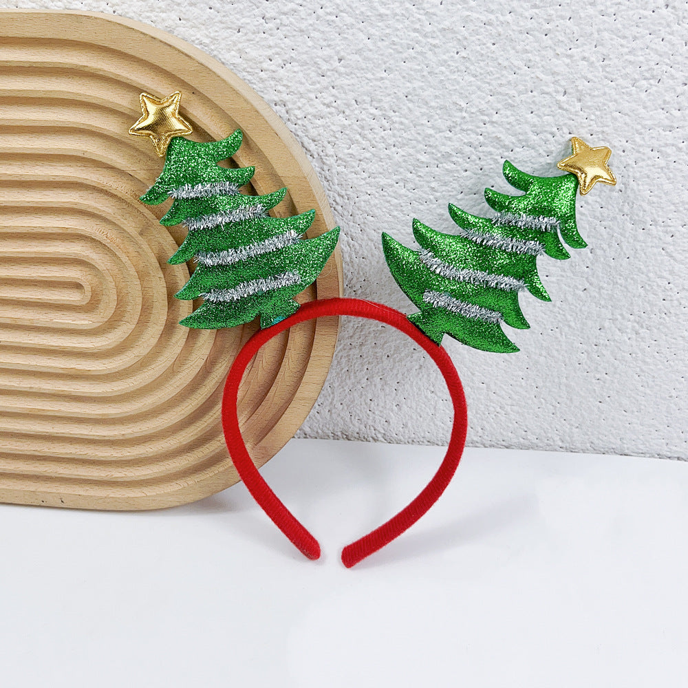 Wholesale 2023 Christmas Hoops Elk Christmas Tree Fabric Headbands