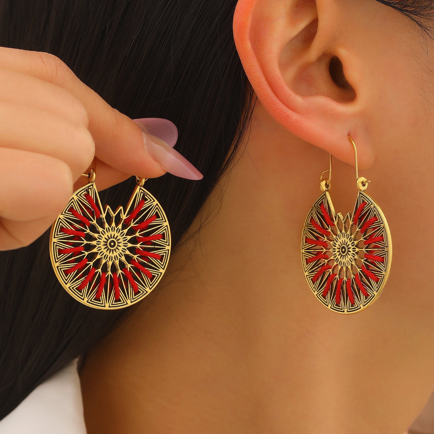 Wholesale Antique Gold Bohemian Hollow Carved Earrings For Women Trendy Gift Boutique Resale Fashion Accessory