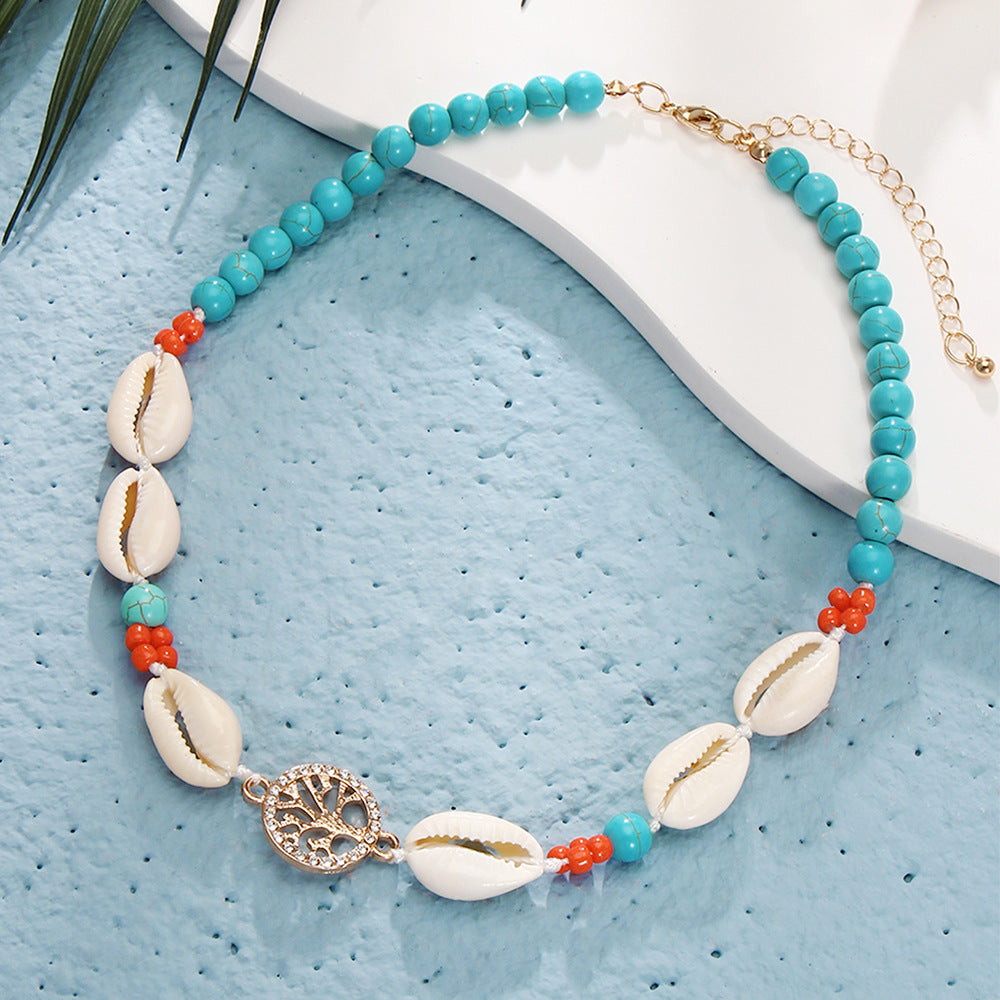 Wholesale Bohemian Seaside Holiday Style Beach Shell Pendant Beaded Necklace