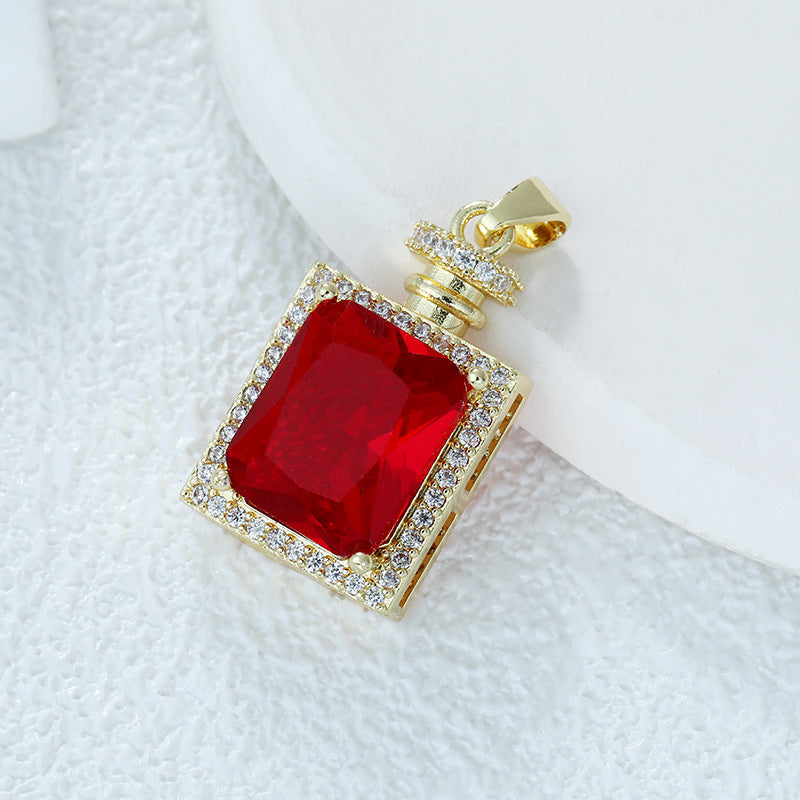 Wholesale Real Gold Electroplated Color-preserving Zircon DIY Personality Flower Geometric Temperament Necklace Pendant