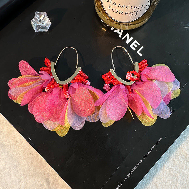 Pendientes de aleación de borde de arroz con forma de arroz de forma de arroz