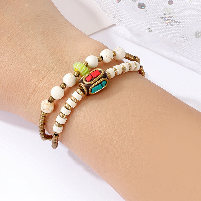 Wholesale Handmade Tibetan Style Ethnic Braided Bracelet Copper Bead Women S Fashion Accessory Gift