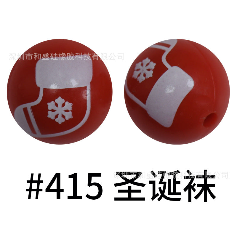 Wholesale 50pcs 16mm Print Silicone Beads Colorful Silicone Water Transfer Beads