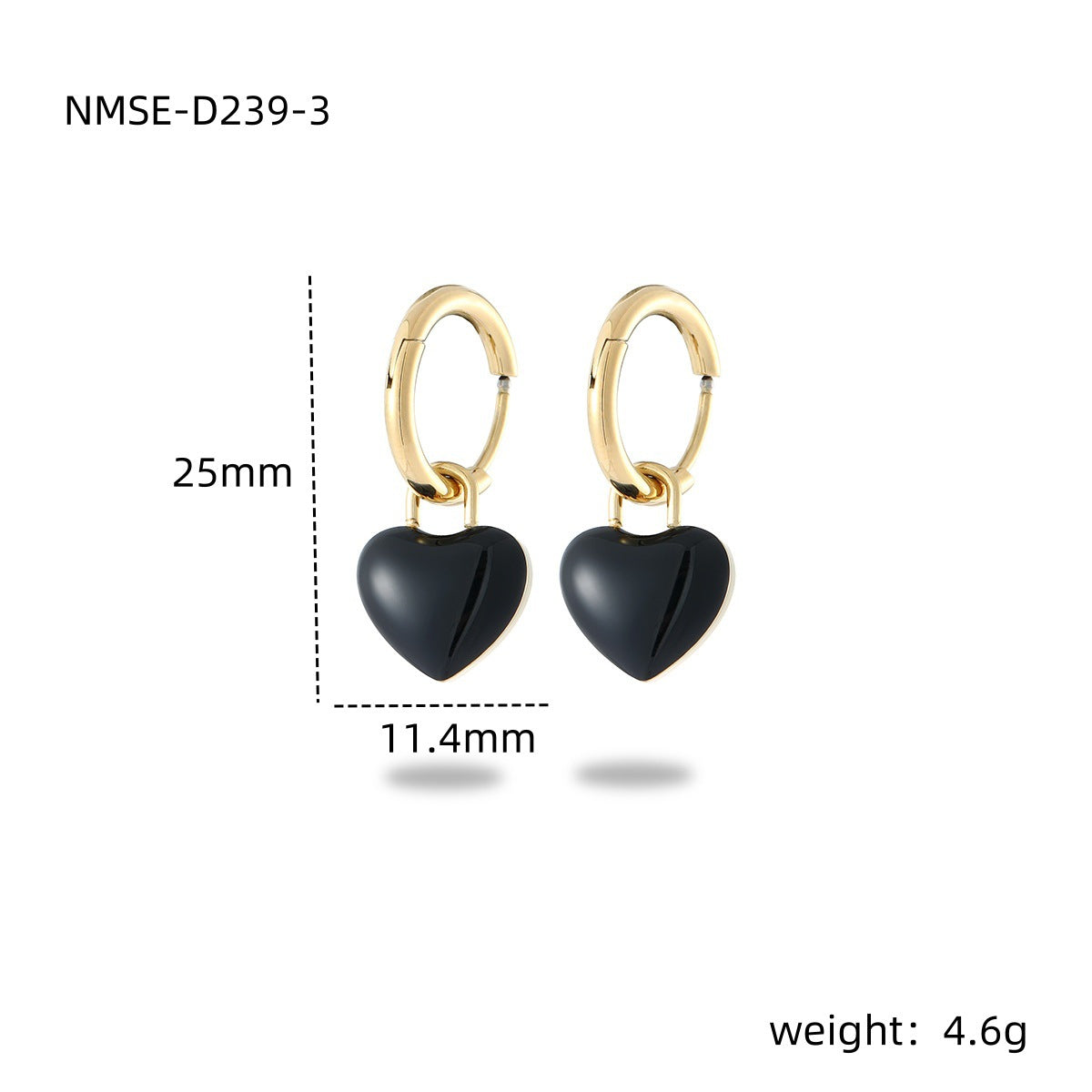 Wholesale Black heart-shaped Stainless Steel Earrings