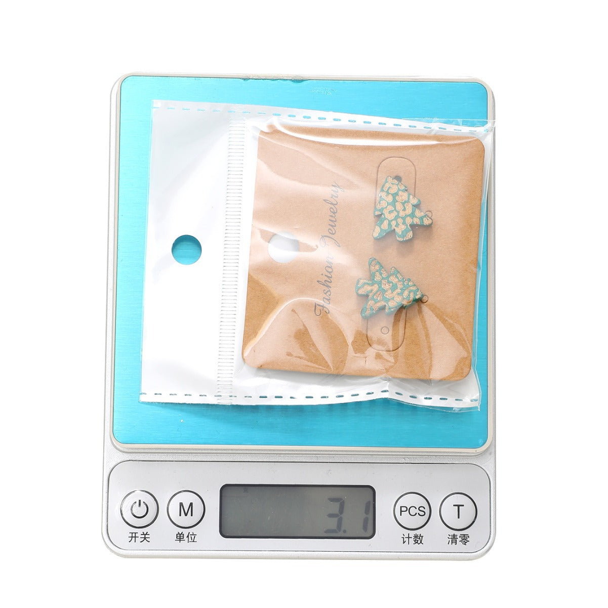 Wholesale Christmas Carved Leopard Pattern Christmas Tree Wooden Earrings