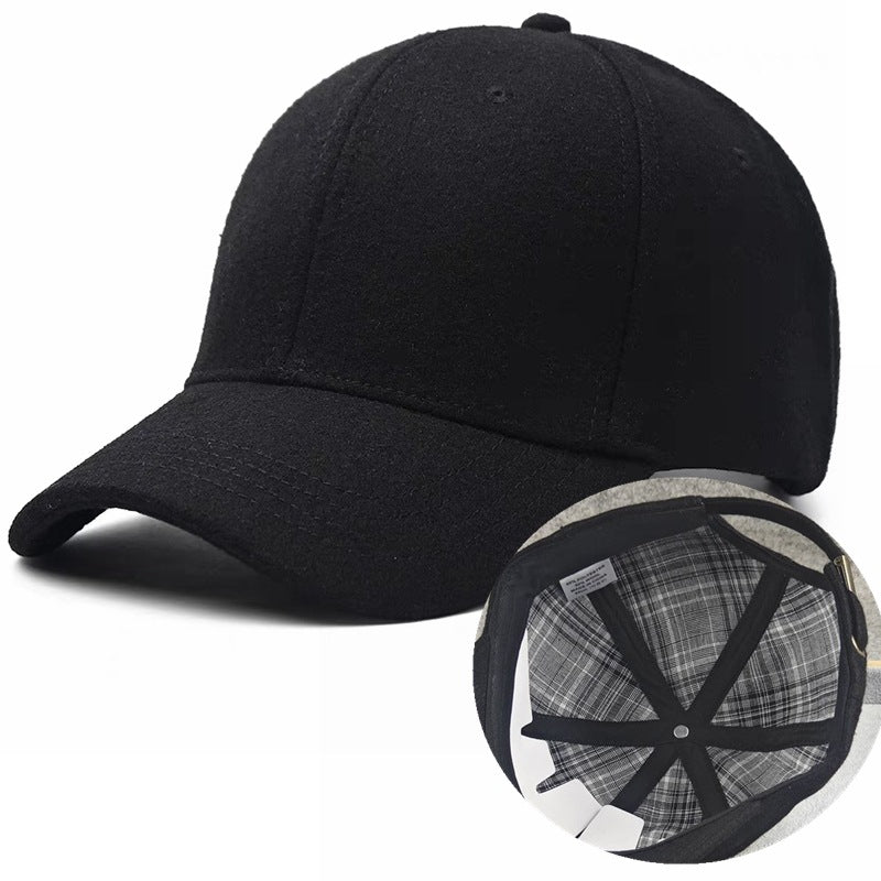 Wholesale Wool Warm Baseball Cap Men's Winter Thickened Cold-proof Grandpa Hat plus size Cap