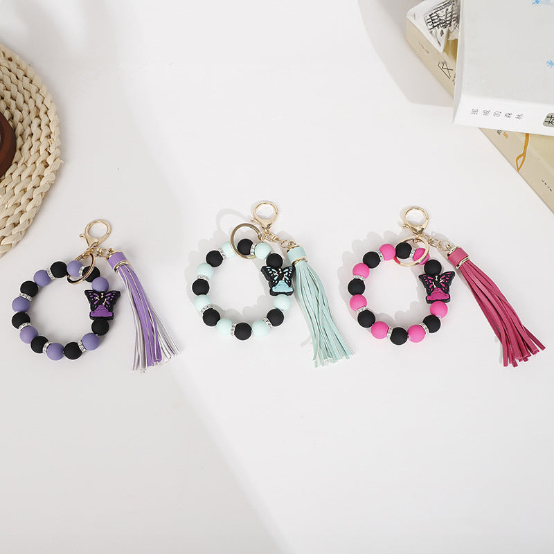 Wholesale 10pcs New Halloween Ghost Butterfly Fairy Silicone Tassel Wrist Keychain