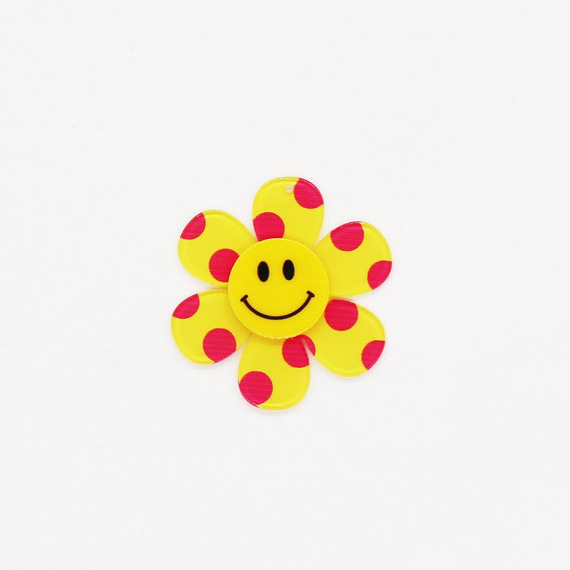 Wholesale 10pcs Retro Colorful Dots Smiley Face Flower Accessories FlatBack