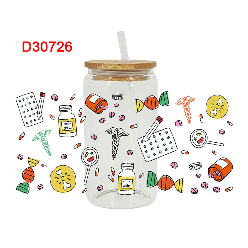 Wholesale Color Needle Tube Medical Series 16oz Cup UV DTF Wraps