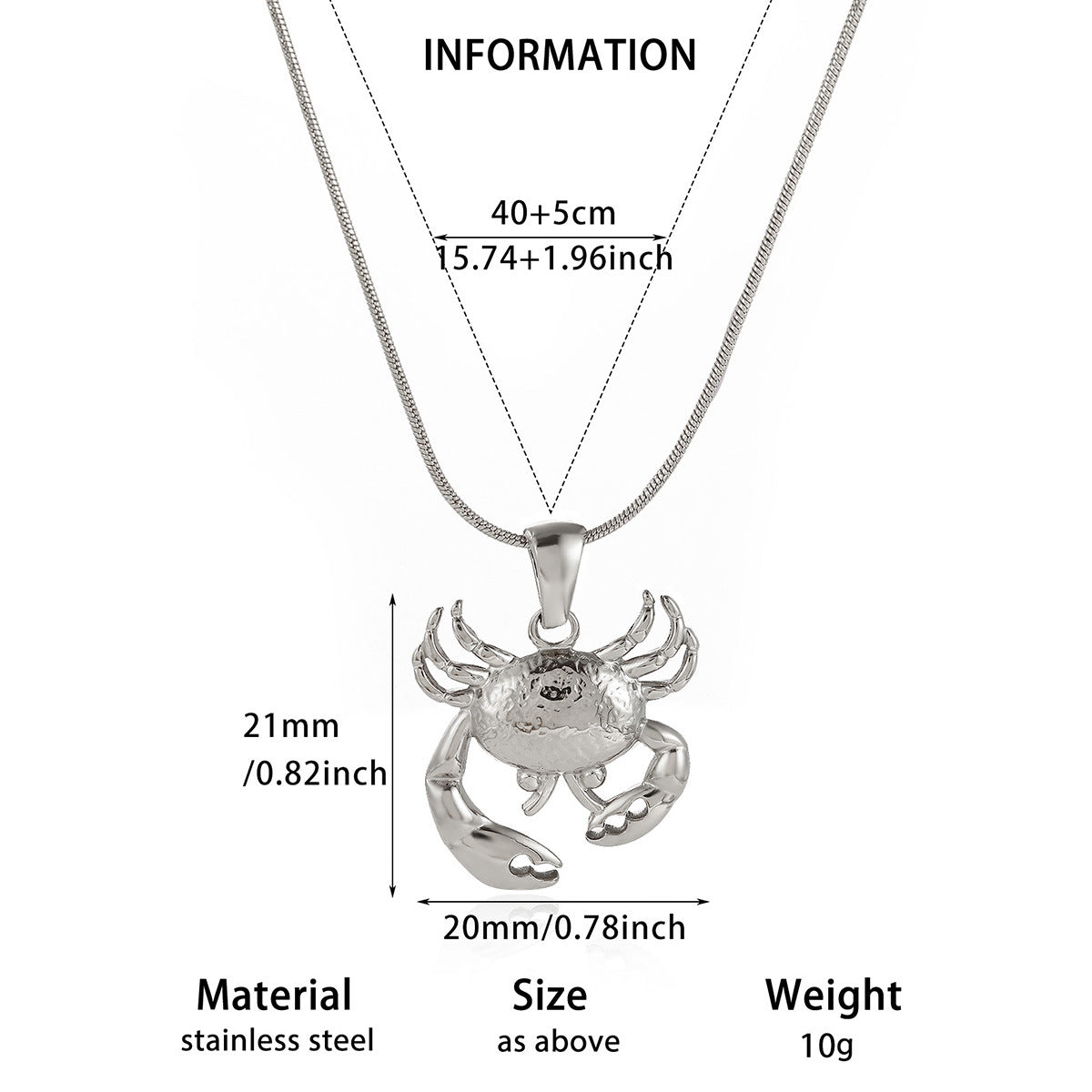 Wholesale stainless steel gold-plated crab fish pendant animal clavicle necklace