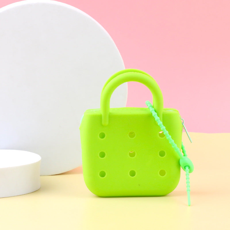 Wholesale 10pcs Cartoon Silicone Hole Bag Mini Coin DIY Parent-child Storage Bag Vegetable Basket Earphones Children's Small Wallet