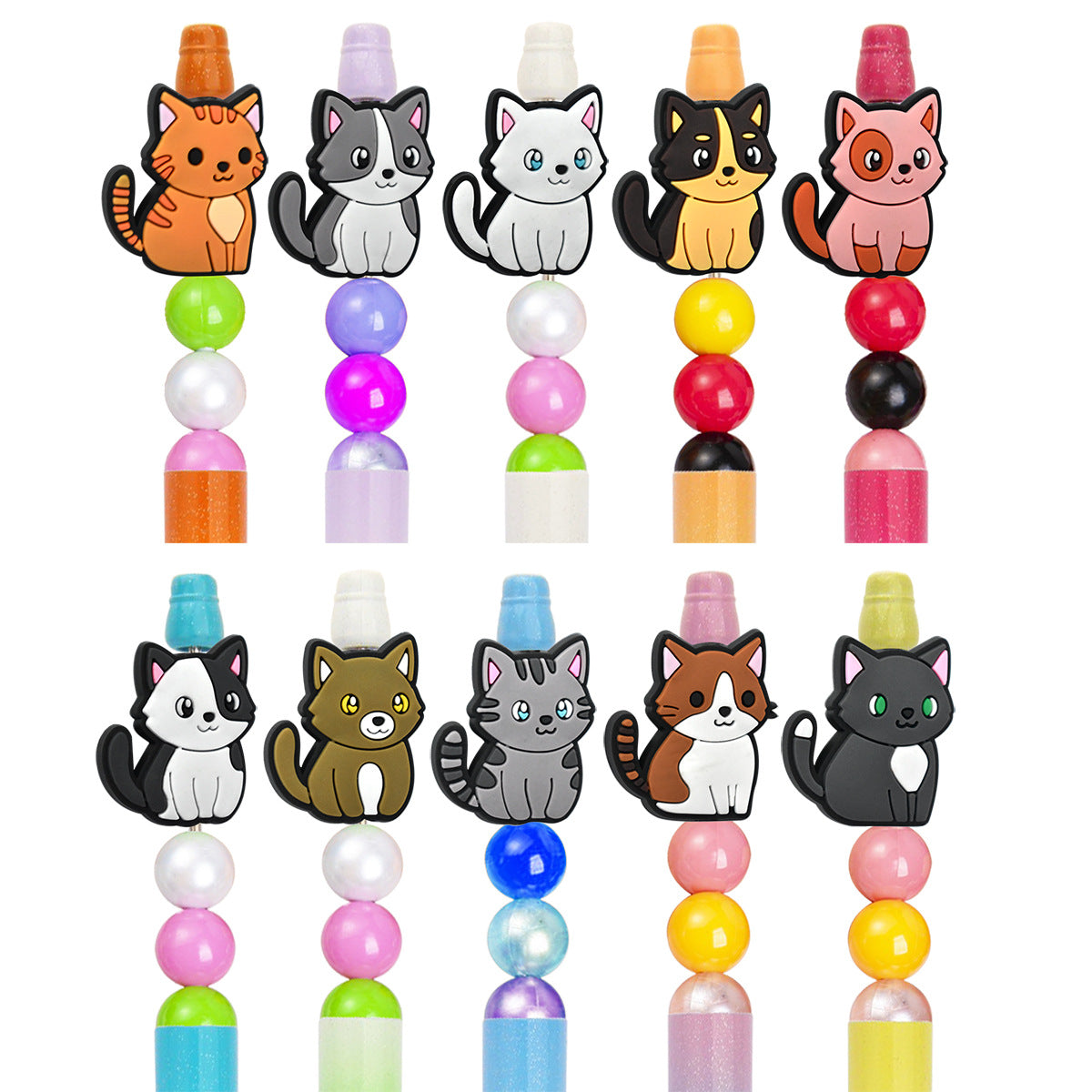 Wholesale Random  100pcs/pack  Cute Cartoon Cat PVC Beads
