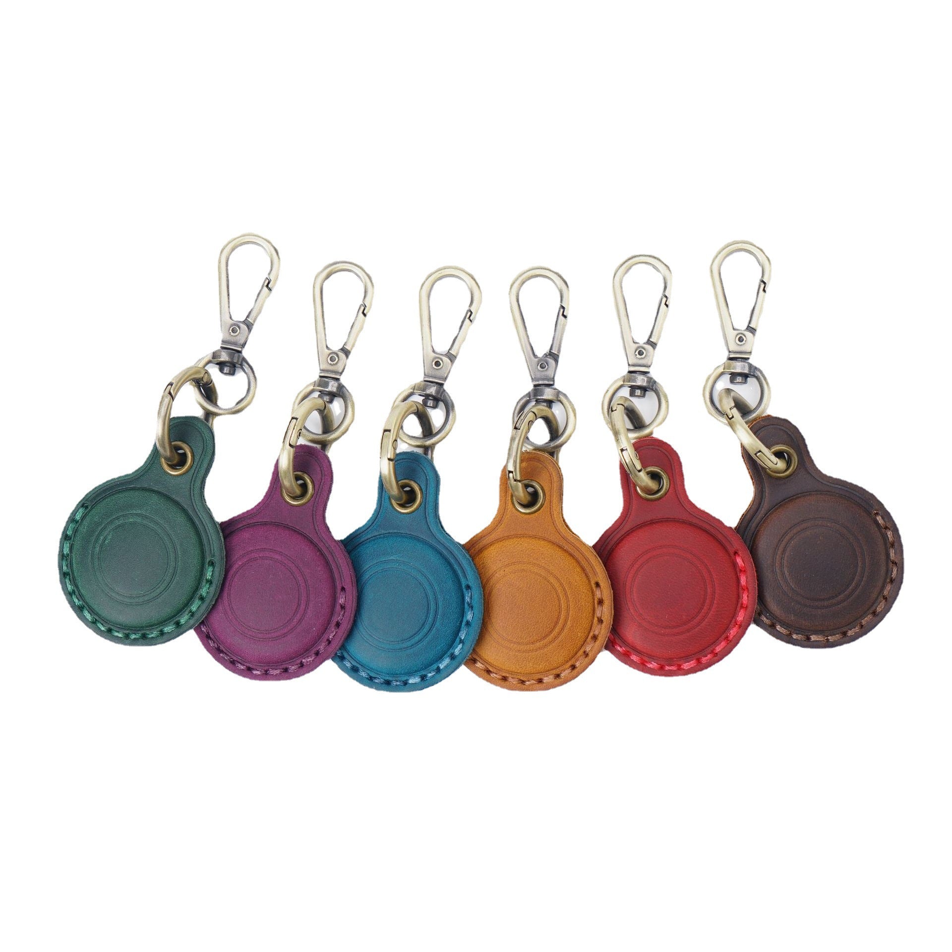 Wholesale Apple Airtag Location Tracker Protective Cover Cowhide Keychain