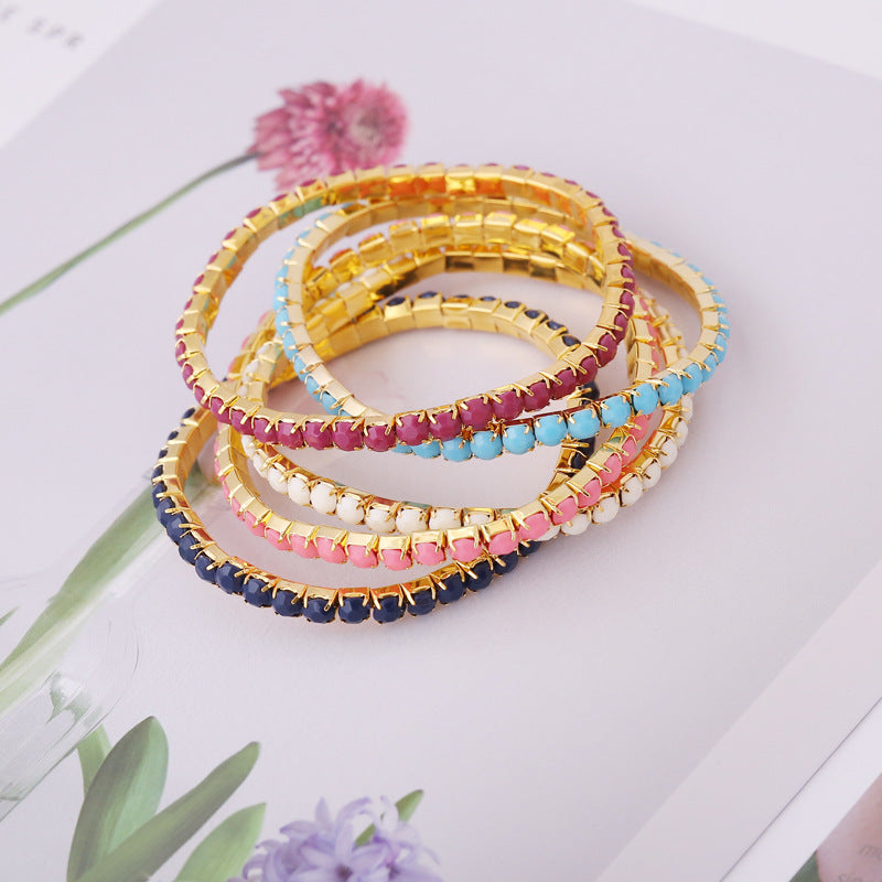 Wholesale Multicolor Acrylic Stretch Bracelet Set