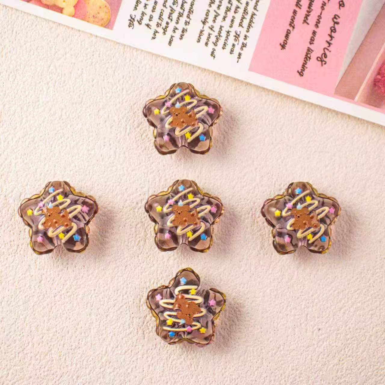 Wholesale 10pcs DIY Acrylic Star Cute Dessert Beaded Crafts Beadable Accessories OLY Exclusive