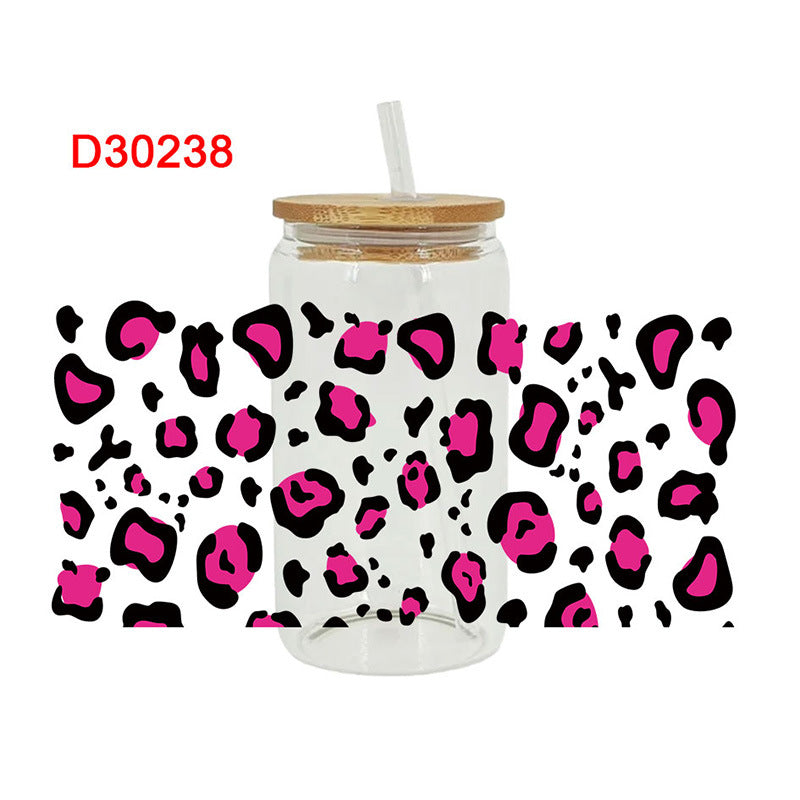 Wholesale Black textured pattern 16oz Cup UV DTF Wraps