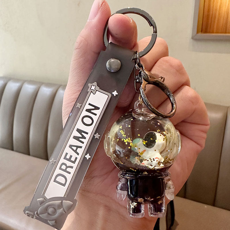 Wholesale Cartoon Floating Bottle Astronaut Car Quicksand Acrylic Keychain