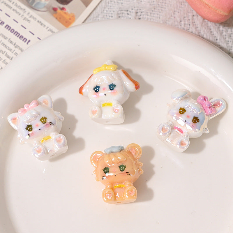 Wholesale 10pcs/pack Color-plated 3D cat beaded overalls