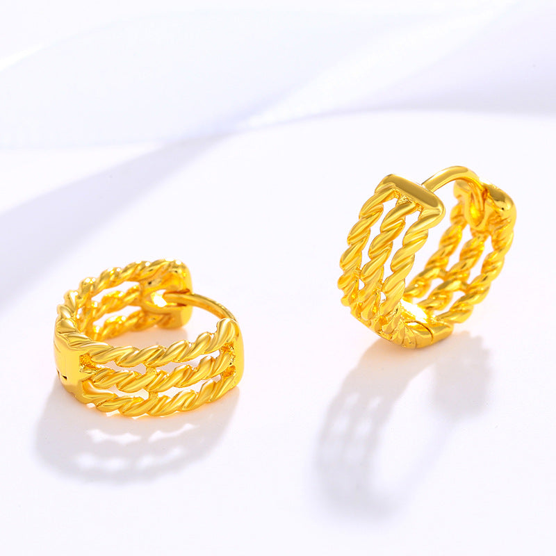 Wholesale Simple Gold Fried Dough Twists Fashion Retro Premium Earrings