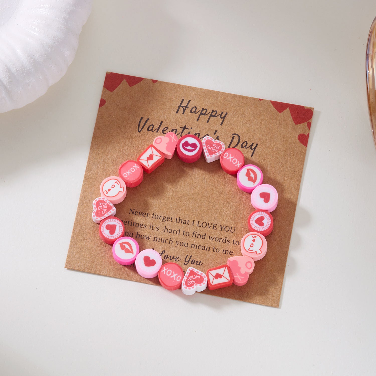 Wholesale Valentine' s Day Bohemian Love clay bead bracelet