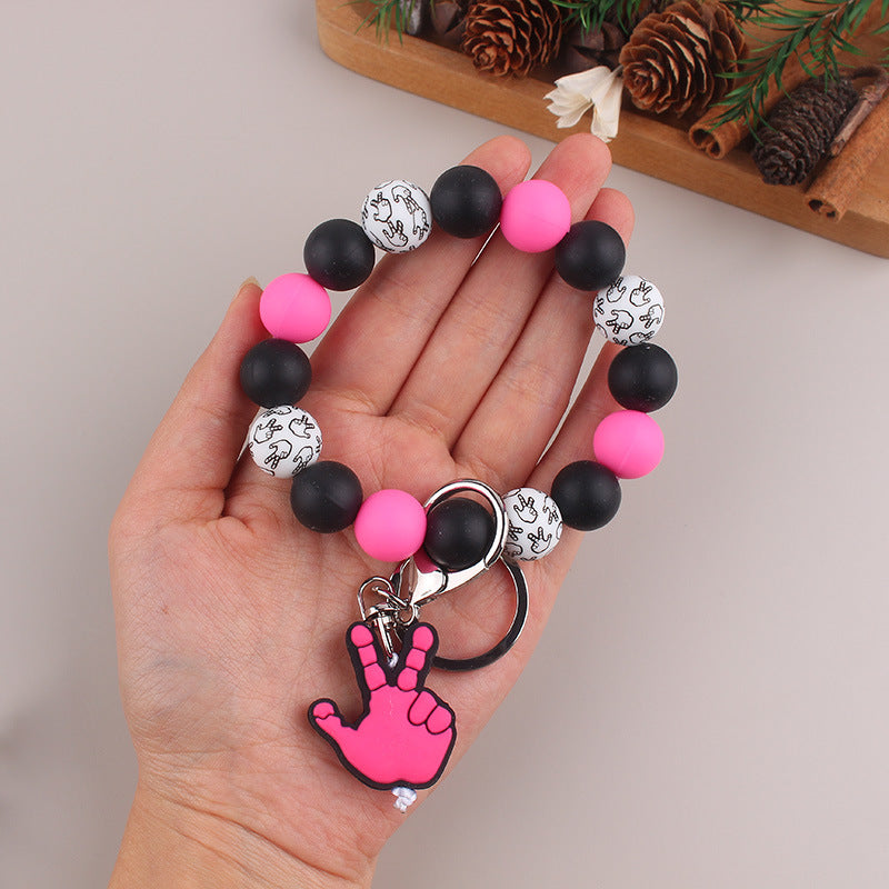 Wholesale Men's Gesture Keychain Silicone Bead Bracelet