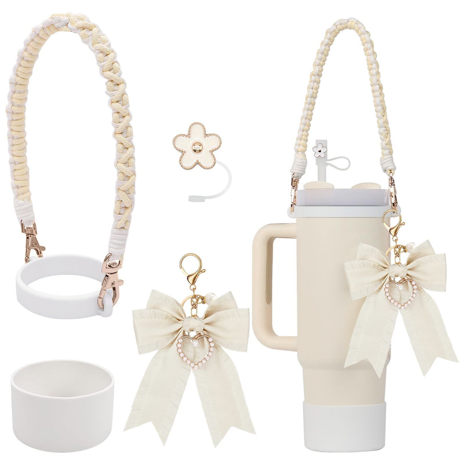 Wholesale Handle Flower Cup Chain Love Flower Straw Cap Cup Accessories