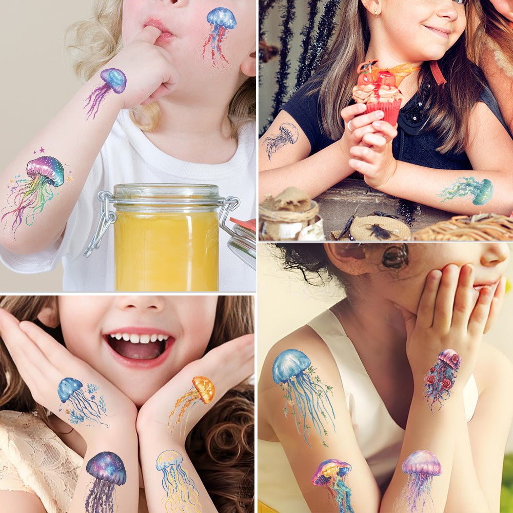 Wholesale 10 pcs/ pack of colorful ocean jellyfish painted tattoo stickers
