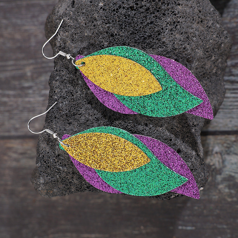 Wholesale green leaf shengpa festival multi-pu personalized trendy earrings