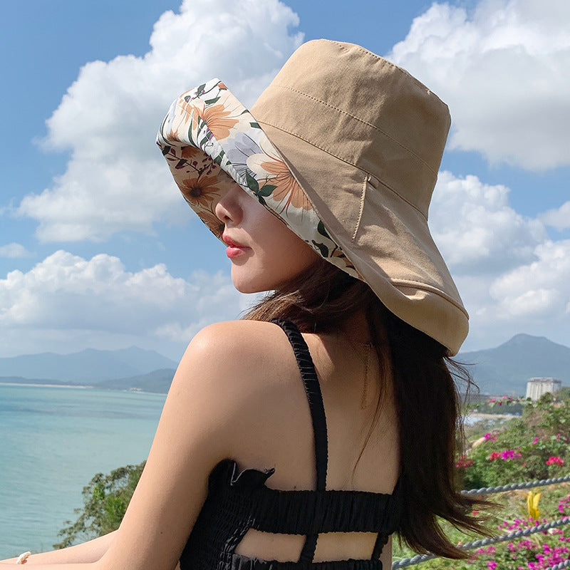 Wholesale Cotton Summer Big Brim Sunshade Bucket Hat