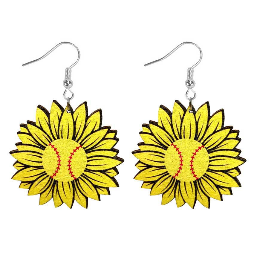 Wholesale Sunflower Wooden Earrings