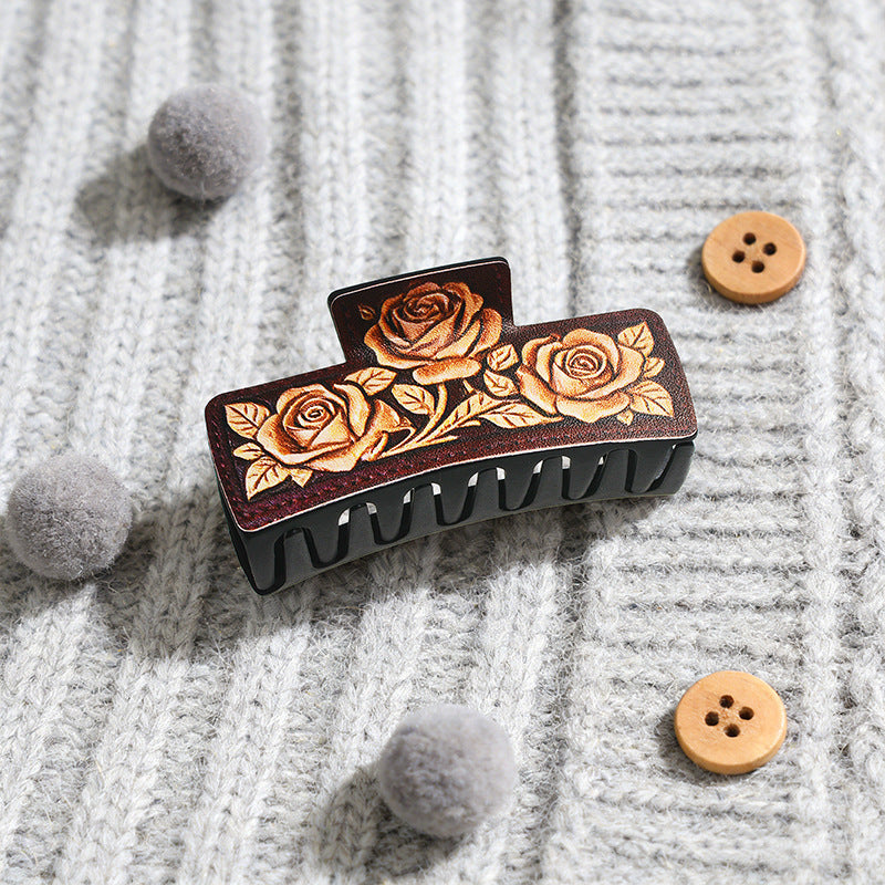 Wholesale Vintage Print Hair Claw Clip For Women Elegant Everyday Hair Accessory