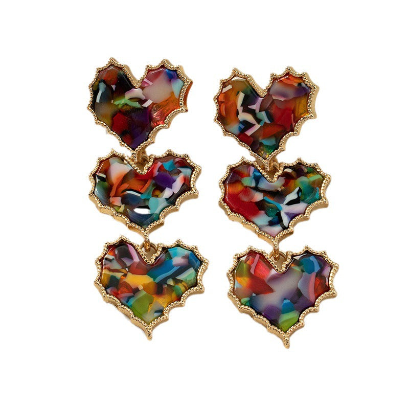 Wholesale Valentine's Day Colorful Acetate Heart Earrings