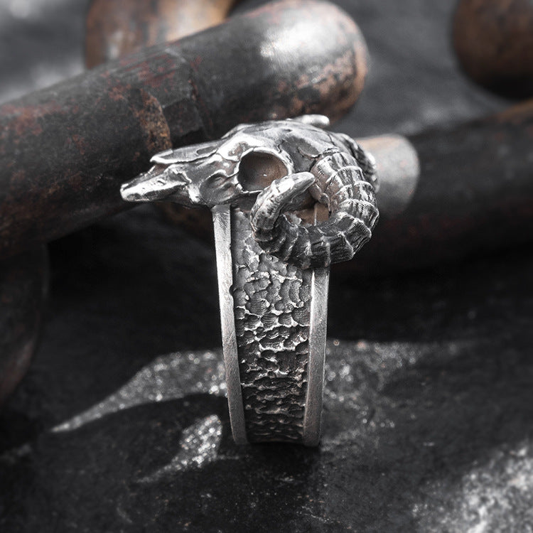 Wholesale Ram Horn Skull Metal Ring