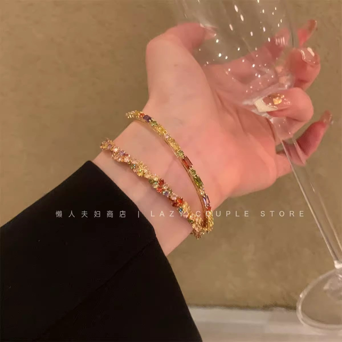 Wholesale Stacked colorful dopamine zircon bracelet twist knot bracelet