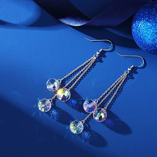 Wholesale Sparkling Disco Girl Party Dance Colorful Glass Crystal 925 Sterling Silver Hypoallergenic Earrings
