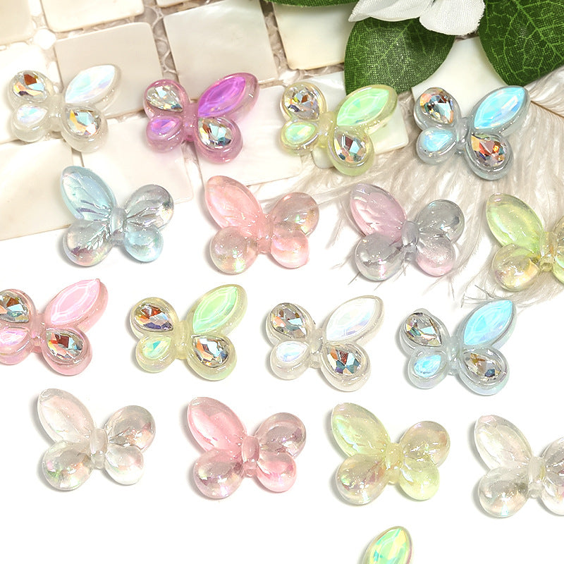 Wholesale 100pcs Luminous UV Fine Sparkling Diamond Set Butterfly Beads
