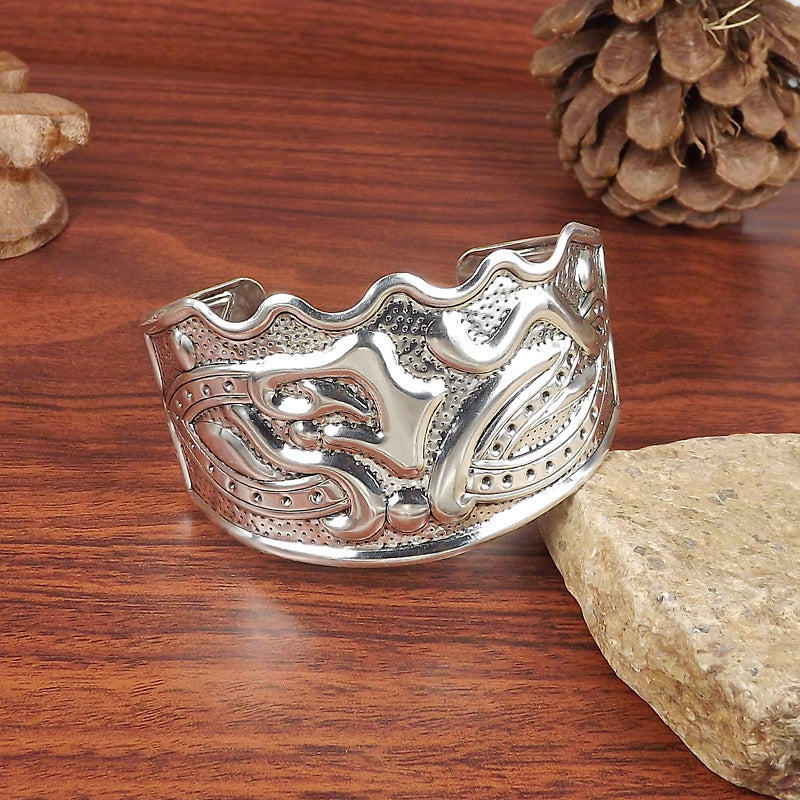 Wholesale Silver Grain Handmade Retro Ethnic Style Bracelet