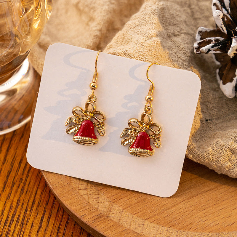 Wholesale Candy Cane Bell Elk Earrings