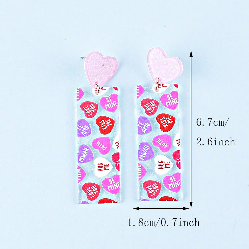 Wholesale Valentine's Day Heart Letter Love Heart Shape Red Pink Earrings