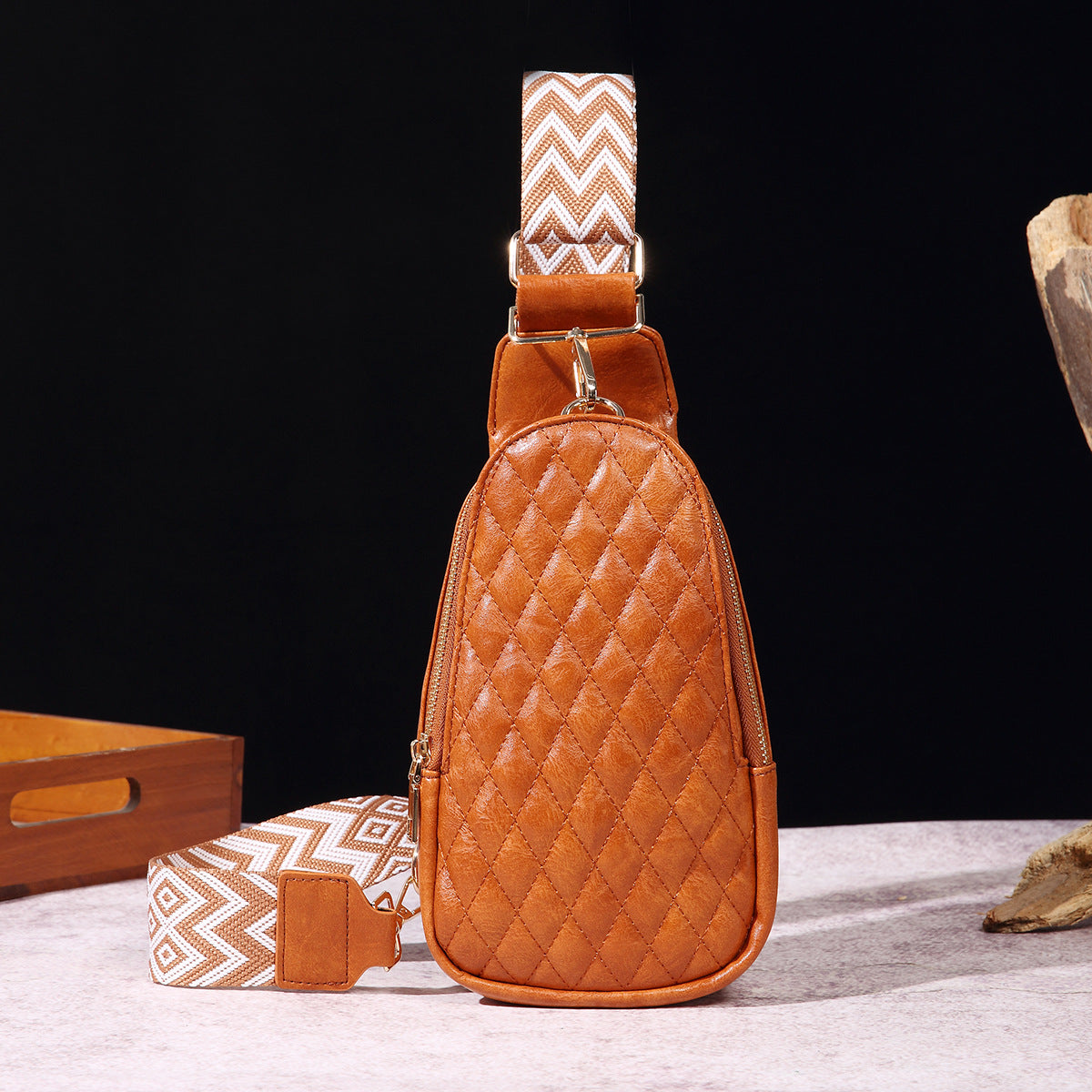 Wholesale Bohemian Retro Chest Bag Pure Embroidery PU Crossbody Bag