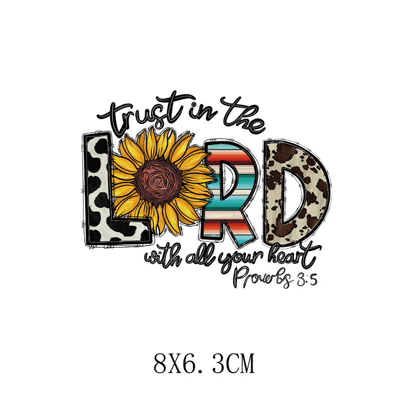 Wholesale  5pcs/pack   Sunflower letter heat transfer sticker pattern     UV DTF Ready to Press Transfers Wraps