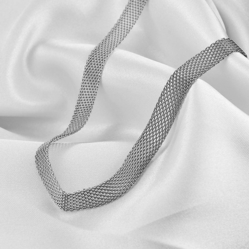 Wholesale simple hollow wide metal 8MM necklace female Choker necklace clavicle chain titanium steel necklace collar female