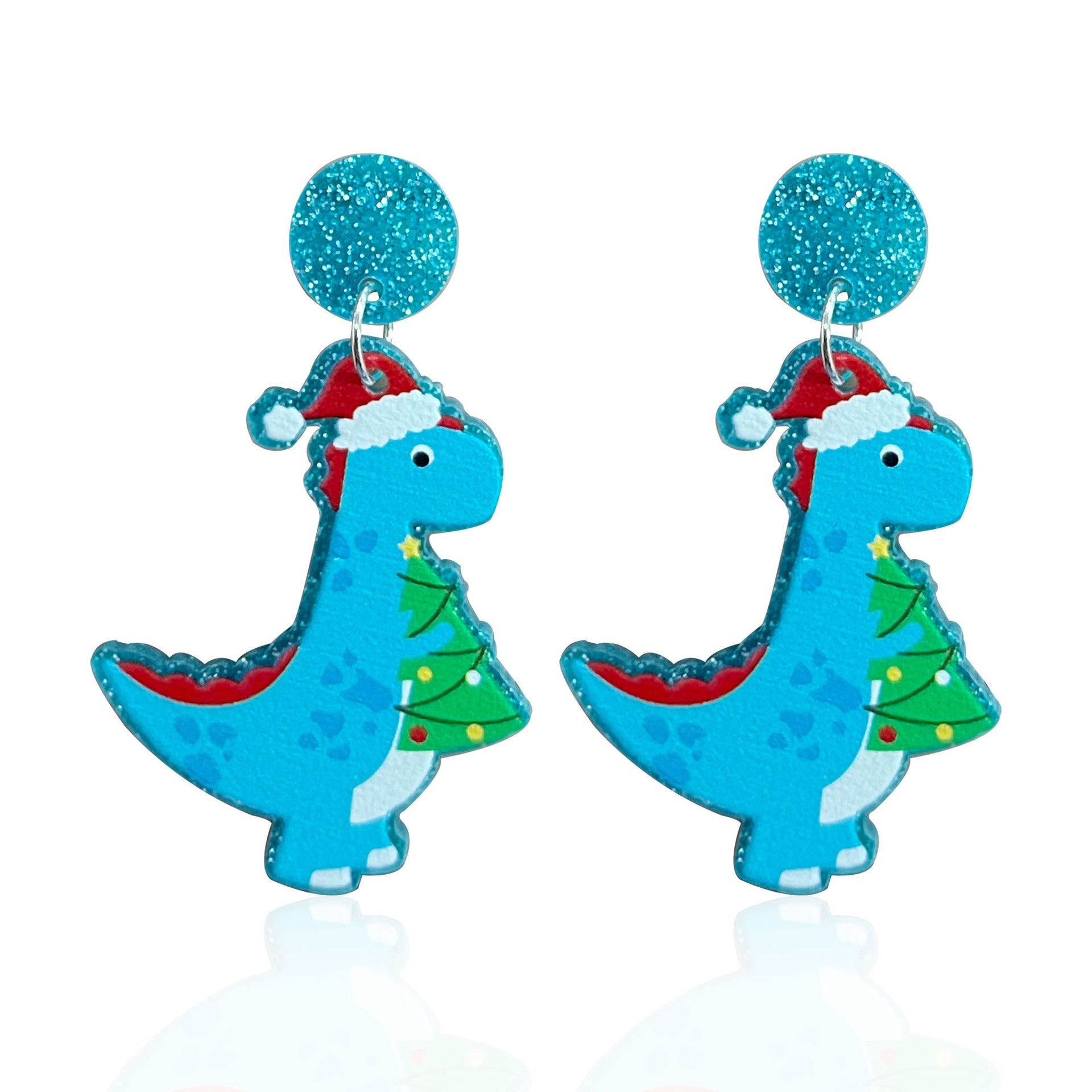 Wholesale Christmas Dinosaur Christmas Hat Neon Acrylic Scarf Dinosaur Women Earrings